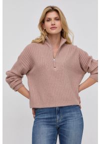 Guess Sweter damski kolor różowy z półgolfem. Kolor: różowy. Materiał: dzianina #4