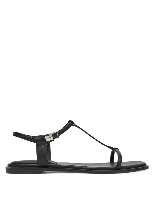Calvin Klein Sandały Flat Sandal Squared Buckle Lth HW0HW02556 Czarny. Kolor: czarny. Materiał: skóra