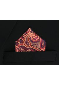 Poszetka Męska, Elegancka - Alties - Duży Orientalny Wzór, Odcienie Pomarańczy. Materiał: poliester