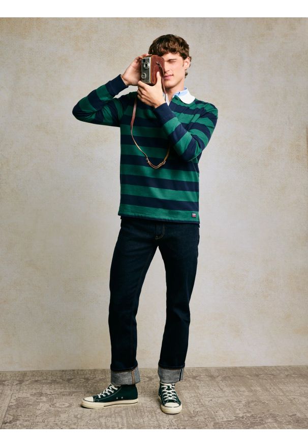 Big-Star - Jeansy męskie z prostą nogawką granatowe Colt 640. Okazja: na co dzień. Stan: podwyższony. Kolor: niebieski. Styl: klasyczny, casual