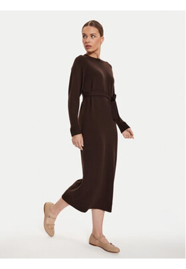 Max Mara Leisure Sukienka dzianinowa Scrivia 24263260 Brązowy Regular Fit. Kolor: brązowy. Materiał: wełna
