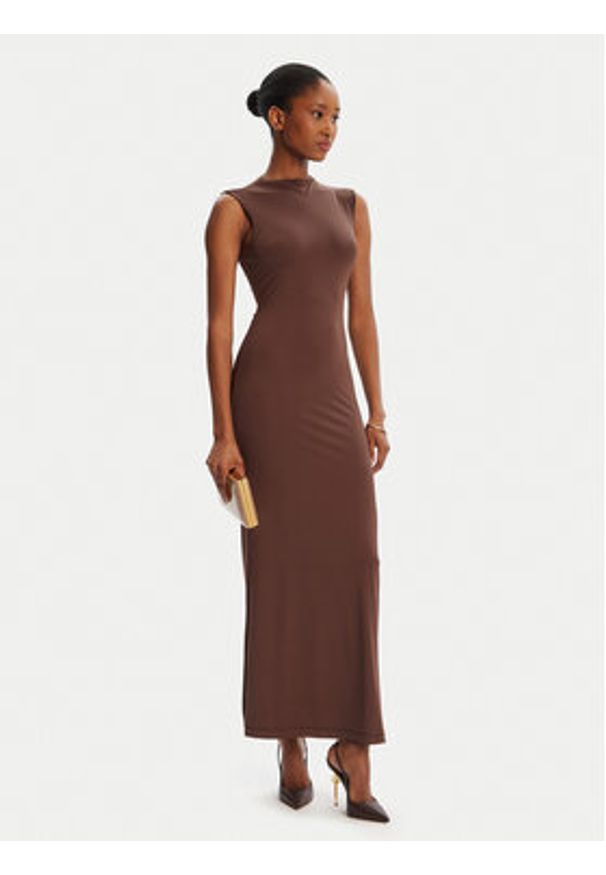 BARDOT Sukienka koktajlowa Veneda High Neck 59948DB Brązowy Slim Fit. Kolor: brązowy. Materiał: syntetyk. Styl: wizytowy