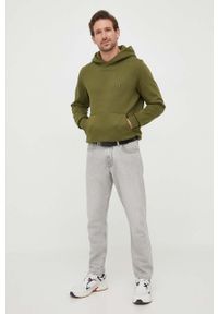 TOMMY HILFIGER - Tommy Hilfiger bluza męska kolor zielony z kapturem gładka. Typ kołnierza: kaptur. Kolor: zielony. Wzór: gładki #5
