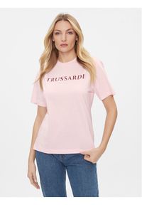 Trussardi Jeans - Trussardi T-Shirt 56T00592 Różowy Regular Fit. Kolor: różowy. Materiał: bawełna