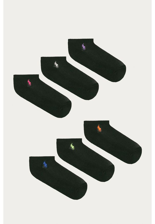 Polo Ralph Lauren - Stopki (6-pack). Kolor: czarny. Materiał: poliester, materiał, elastan. Wzór: aplikacja