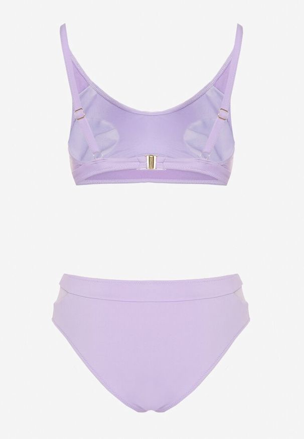 Born2be - Fioletowe Bikini Majtki Figi i Biustonosz z Siateczkową Wstawką Natenira. Kolor: fioletowy