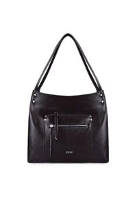Skórzana torba damska shopper bag czarna Solier. Kolor: czarny. Materiał: skórzane. Styl: elegancki. Rodzaj torebki: na ramię #1