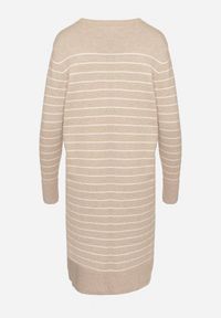 Born2be - Beżowa Sukienka w Paski z Dzianiny z Wiskozą o Prostym Kroju ze Ściągaczami Delirae. Okazja: na co dzień, do pracy, na spotkanie biznesowe. Kolor: beżowy. Materiał: wiskoza, dzianina. Wzór: paski. Typ sukienki: proste. Styl: biznesowy, klasyczny, casual, elegancki #2