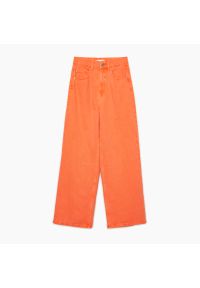 Cropp - Pomarańczowe jeansy wide leg - Pomarańczowy. Kolor: pomarańczowy