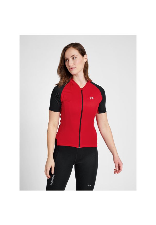 NewLine - Damski dżersej z pełnym zamkiem błyskawicznym Newline Core. Kolor: czerwony, wielokolorowy, różowy. Materiał: jersey. Sport: kolarstwo