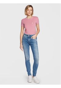 Guess T-Shirt Mini Triangle W2YI44 J1311 Różowy Slim Fit. Kolor: różowy. Materiał: bawełna #5