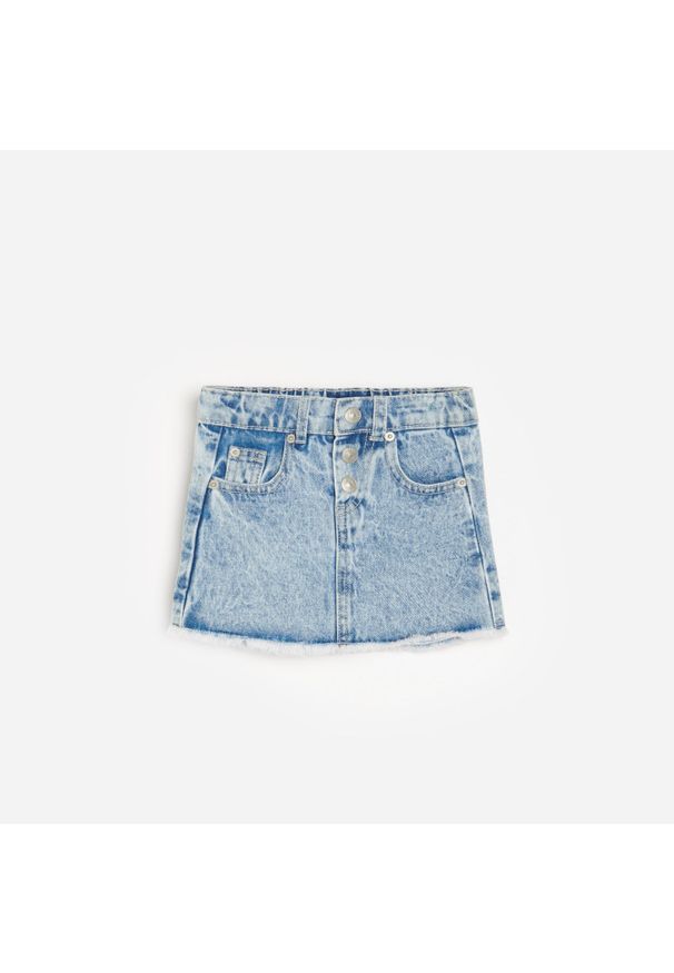Reserved - Jeansowa spódnica mini - Niebieski. Kolor: niebieski. Materiał: jeans