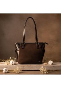 Shopperka skórzana SHE zamsz 726 czekolada. Materiał: skórzane. Styl: casual, elegancki #1