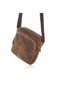 PAOLO PERUZZI - Skórzana listonoszka damska brązowa vintage Paolo Peruzzi T-63-HBR. Kolor: brązowy. Materiał: skórzane. Styl: vintage. Rodzaj torebki: na ramię #1