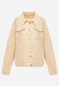 Born2be - Beżowa Bawełniana Kurtka Jeansowa Perimea. Kolor: beżowy. Materiał: bawełna, jeans #4