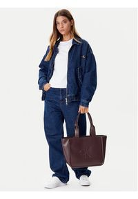 Calvin Klein Torebka Bold Ck Medium Tote LV04F3218G Bordowy. Kolor: czerwony. Materiał: skórzane