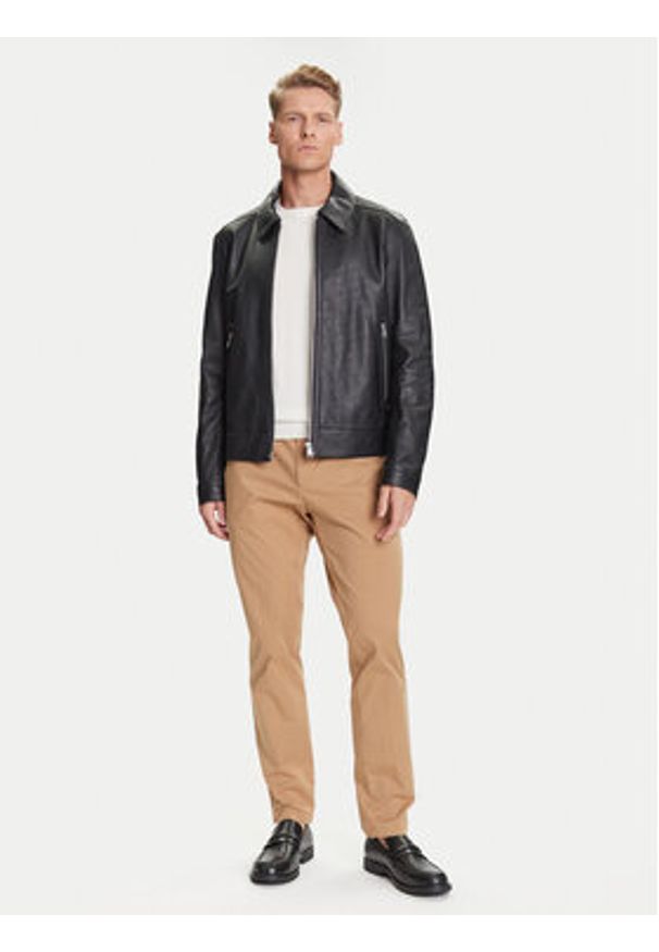 BOSS Kurtka skórzana H-Mapson4 50543214 Czarny Regular Fit. Kolor: czarny. Materiał: skóra
