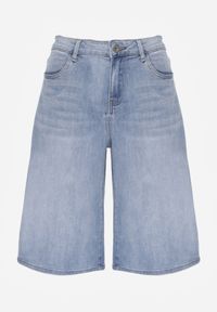 Renee - Niebieskie Szorty Jeansowe Bawełnine w Typie Jorts o Szerokim Kroju Savatai. Okazja: na co dzień. Kolor: niebieski. Materiał: jeans. Sezon: lato. Styl: casual, elegancki #4