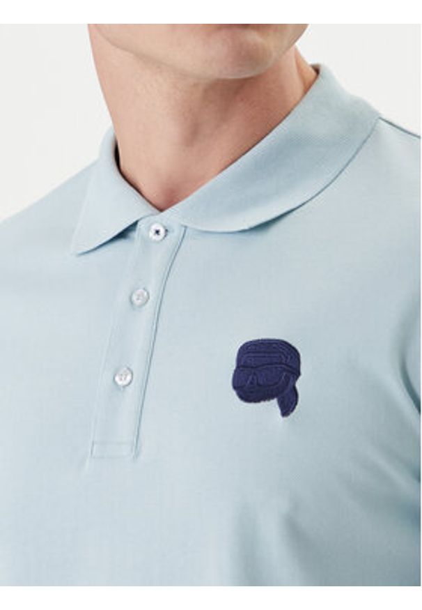 Karl Lagerfeld - KARL LAGERFELD Polo 745015 562231 Błękitny Regular Fit. Typ kołnierza: polo. Kolor: niebieski. Materiał: bawełna