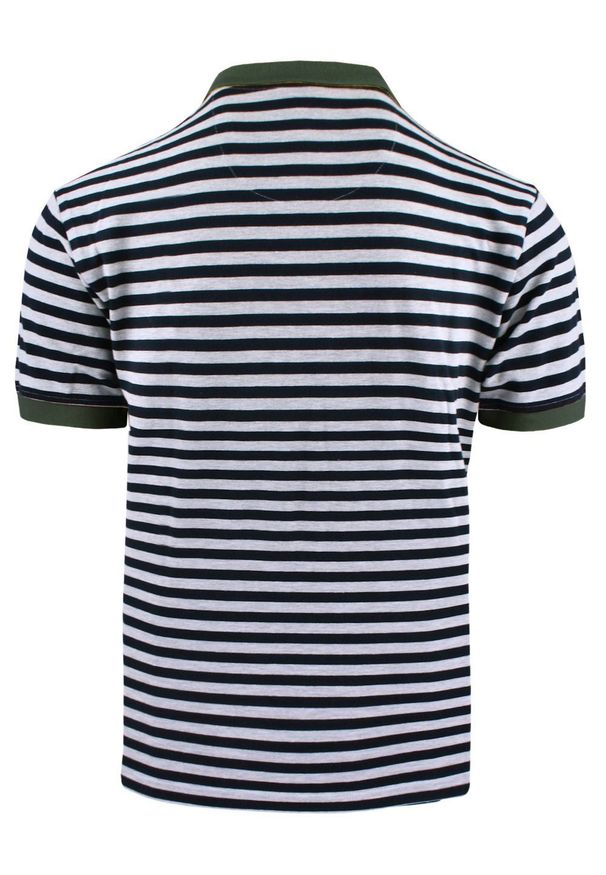 Męska, Bawełniana Koszulka Polo - Pako Jeans - Zielone Akcenty, Paski. Okazja: na co dzień. Typ kołnierza: polo. Kolor: wielokolorowy. Materiał: wiskoza, bawełna. Wzór: prążki, paski. Styl: casual