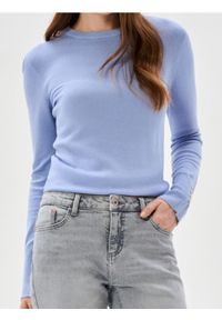 Sinsay - Sweter z ozdobnymi guzikami na mankietach - niebieski. Kolor: niebieski