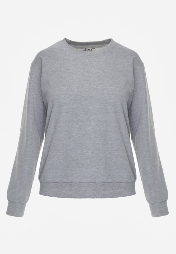 Born2be - Szara Bluza z Bawełną Ozdobiona Ściągaczami Hilani. Okazja: na spacer, na co dzień. Kolor: szary. Materiał: bawełna. Wzór: aplikacja. Styl: casual, elegancki, klasyczny