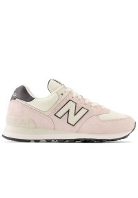 Buty New Balance WL574PB - różowe. Kolor: różowy. Materiał: guma, tworzywo sztuczne, zamsz, skóra. Szerokość cholewki: normalna. Model: New Balance 574