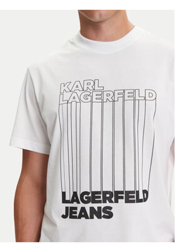 Karl Lagerfeld Jeans T-Shirt A3M17002 Biały Regular Fit. Kolor: biały. Materiał: syntetyk