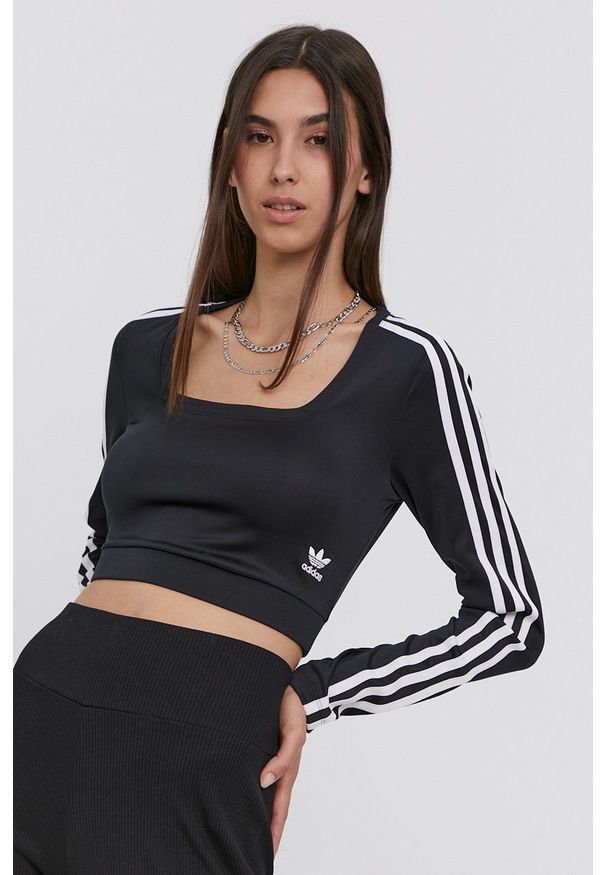 adidas Originals - Longsleeve. Okazja: na plażę. Kolor: czarny. Materiał: materiał. Długość rękawa: długi rękaw