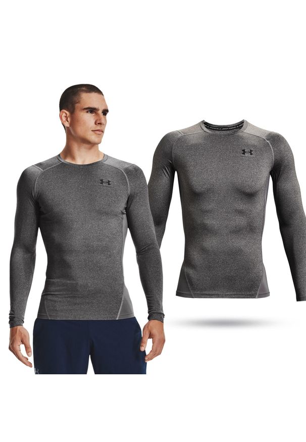 Koszulka fitness męska Under Armour HG Armour Comp z długim rękawem. Kolor: szary. Długość rękawa: długi rękaw. Długość: długie. Sport: fitness