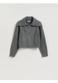Reserved - Sweter z zapięciem na zamek - ciemnoszary. Kolor: szary. Materiał: dzianina, wełna #1