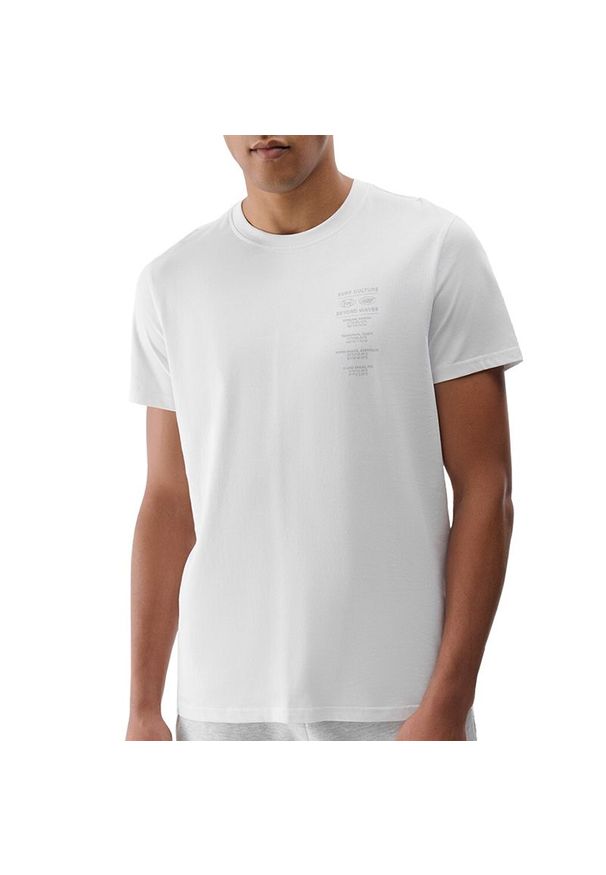 4f - Koszulka męska 4F RSS24TTSHM253610S - biała. Kolor: biały. Materiał: bawełna, dresówka, tkanina. Długość rękawa: krótki rękaw. Długość: krótkie