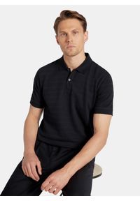 Pako Lorente - PAKO LORENTE - Granatowe bawełniane polo w prążki. Okazja: na co dzień. Typ kołnierza: polo. Kolor: niebieski, czarny. Materiał: bawełna. Długość rękawa: krótki rękaw. Długość: krótkie. Wzór: prążki. Styl: casual #1