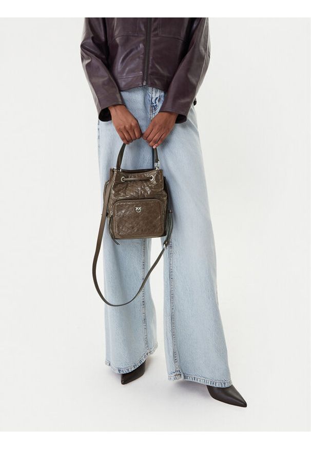 Pinko - PINKO Torebka Cargo Bucket Al 25-26 PLTT 105112 A2JC Brązowy. Kolor: brązowy. Materiał: skórzane