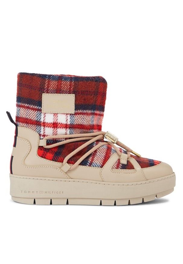 TOMMY HILFIGER - Tommy Hilfiger Śniegowce Tartan Snowboot FW0FW07612 Beżowy. Kolor: beżowy. Materiał: materiał