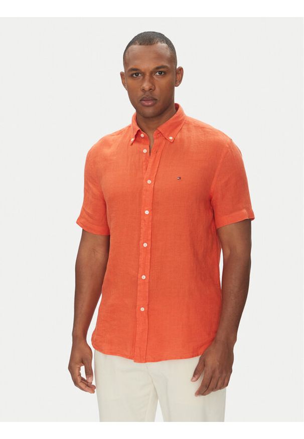 TOMMY HILFIGER - Tommy Hilfiger Koszula MW0MW35207 Pomarańczowy Regular Fit. Kolor: pomarańczowy. Materiał: len