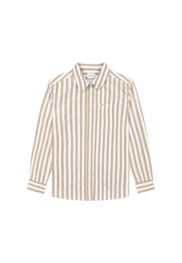 Lee - DAMSKA KOSZULA LEE ALL PURPOSE SHIRT KHAKI STRIPE 112370988. Kolor: brązowy