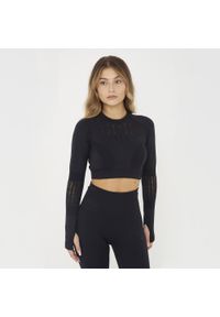 LEGEA - Crop top do treningu RUE z długimi rękawami. Kolor: czarny. Materiał: nylon, elastan. Długość rękawa: długi rękaw. Długość: długie #1