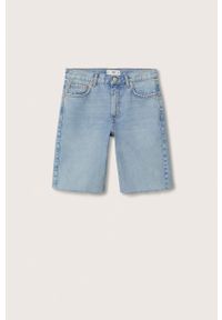 mango - Mango szorty jeansowe Anais damskie gładkie high waist. Okazja: na co dzień. Stan: podwyższony. Kolor: niebieski. Materiał: jeans. Wzór: gładki. Styl: casual #8