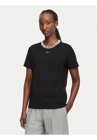 Karl Lagerfeld - KARL LAGERFELD T-Shirt B3W17057 Czarny Regular Fit. Typ kołnierza: dekolt w karo. Kolor: czarny. Materiał: bawełna #1