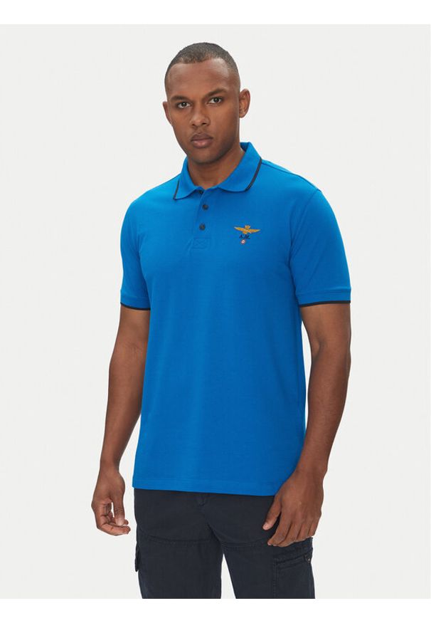 Aeronautica Militare Polo 251PO1308P82 Niebieski Regular Fit. Typ kołnierza: polo. Kolor: niebieski. Materiał: bawełna