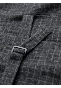 Ombre Clothing - Elegancka kamizelka męska w kratkę z klapami – czarna V3 - Rozmiar: L. Kolor: czarny. Materiał: poliester, materiał. Wzór: kratka. Styl: elegancki #9