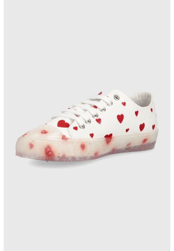 Love Moschino tenisówki damskie kolor biały. Nosek buta: okrągły. Zapięcie: sznurówki. Kolor: biały. Materiał: guma