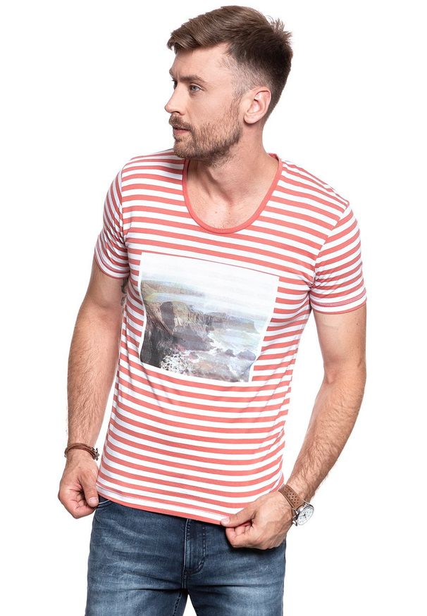 Jack & Jones - JACK & JONES T SHIRT BENNY TEE 12066251. Wzór: paski, nadruk