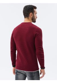 Ombre Clothing - Sweter męski E121 - bordowy - XXL. Okazja: na co dzień. Kolor: czerwony. Materiał: bawełna. Styl: casual, klasyczny, elegancki #4