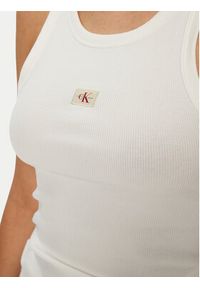 Calvin Klein Jeans Top J20J224762 Biały Slim Fit. Kolor: biały. Materiał: bawełna #3