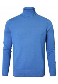 Bawełniany Męski Golf - Pako Jeans - Niebieski. Typ kołnierza: golf. Kolor: niebieski. Materiał: bawełna. Styl: klasyczny #1