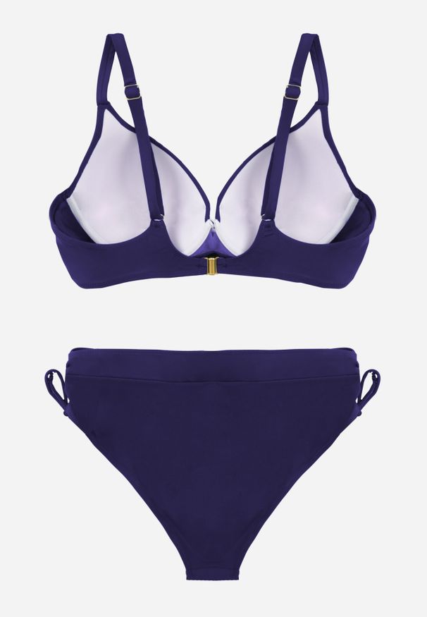Born2be - Granatowe Bikini Biustonosz z Cyrkoniami i Majtki Typu Figi Dorirose. Kolekcja: plus size. Kolor: niebieski