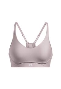 Biustonosz treningowy damski Under Armour UA Infinity Low 2.0 Bra - szary. Kolor: szary. Materiał: poliester, elastan. Wzór: gładki. Sport: joga i pilates