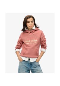Superdry - Luksusowa bluza z kapturem z metalicznym logo. Typ kołnierza: kaptur. Kolor: różowy #1
